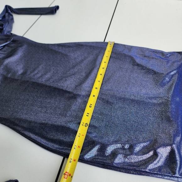 NWT Windsor Navy Blue Metallic Pencil Dress Long Sleeve Stretch Bodycon Bling S - Picture 11 of 16